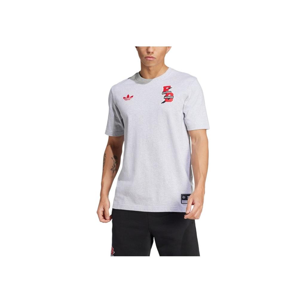 Adidas Originals Vrct Logo Embroidered Crew Neck Short Sleeve T-Shirt Men Tops Light-Gray Stone-Flower JL6112