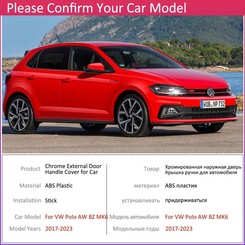 For Volkswagen VW Polo AW BZ MK6 2017~ Gloss Black Carbon Fiber Chrome Smart Door Handle Cover Exterior Accessories Stickers