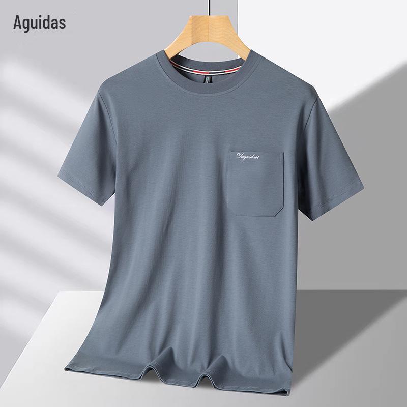 

Чоловіча футболка з чистої бавовни з коротким рукавом та круглим вирізом для чоловіків середнього та похилого віку 2025 XXL (80-90 kg)