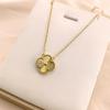 High Quality Four-Leaf Clover Necklace Female Double-Sided Pendant Black And White Mother-Of-Pearl Carnelian Agate Lock Collarbone Chain