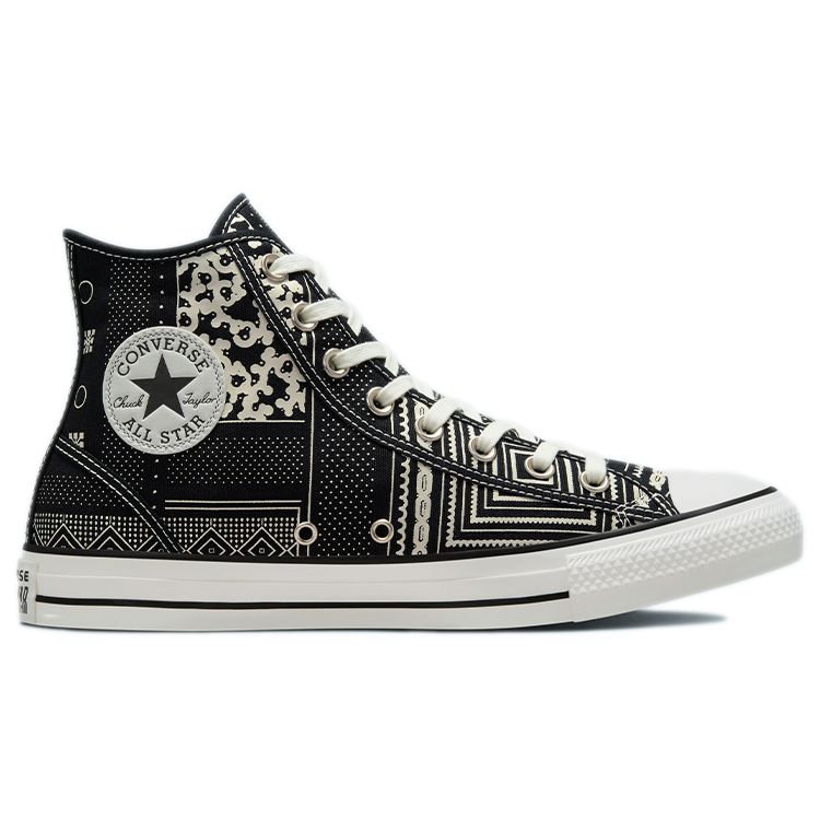 Converse Chuck Taylor All Star Ctas Hi Casual Versatile High-Top Canvas Sneakers Unisex Sneakers Black White 172434C