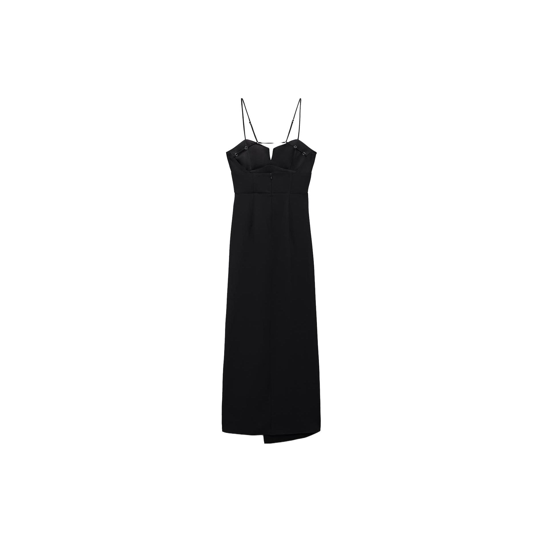 

Zara Fitted Midi Dress With Spaghetti Straps Women dresses Black 07663955800-33 S