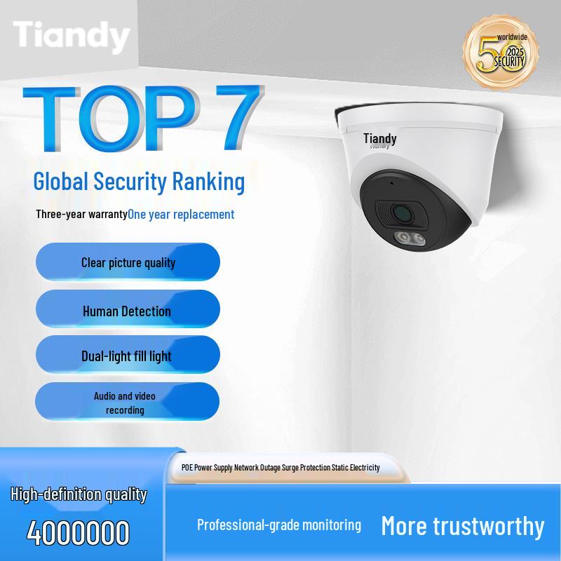 Tiandy 4MP PoE Outdoor AI Dome Camera CN Plug (adapter Included)