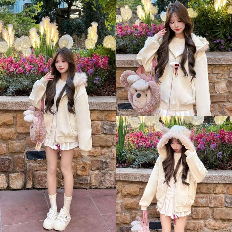 2026 Hooded Oversized Cardigan Sweater Women Men Korean Sweet Style Zipper Front Lightweight Casual Outerwear In