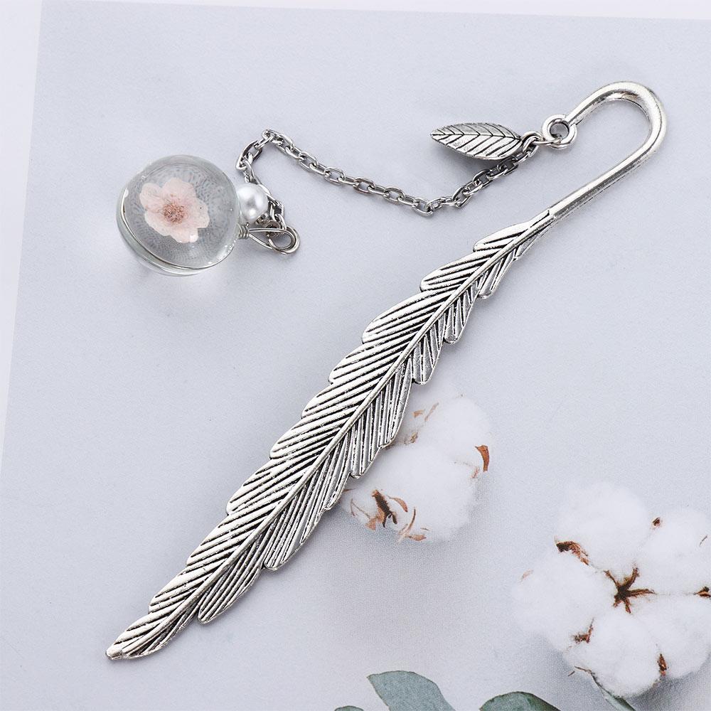 Page Holder Feather Bookmark Crystal Pendant Dried Flower Flower Specimens Metal Book Mark Bookmark