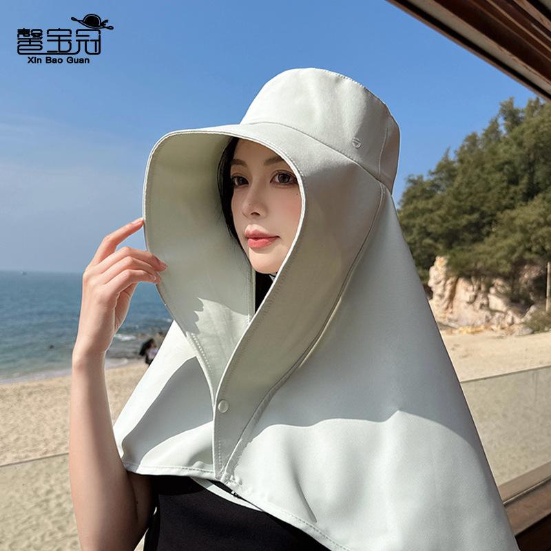 New Shawl Neck Protection Integrated Sun Hat Children Summer Outdoor Riding Face Cover Sun Protection Bucket Hat 8517