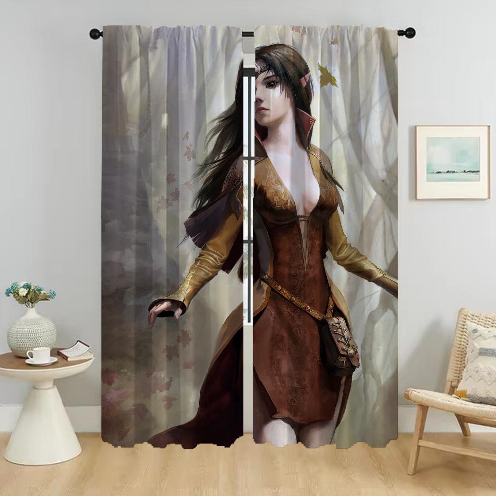 

Женский эльф тюль для спальни элегантные шторы для комнаты 2 шт гостиная занавеска Хэллоуин украшения оттенки перегородка кухня W50xH70cmx2pcs