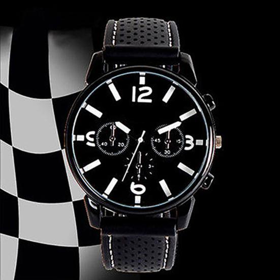 Men Fashion Numeral Dial Silicone Band Sport Analog Quartz Wrist Watch