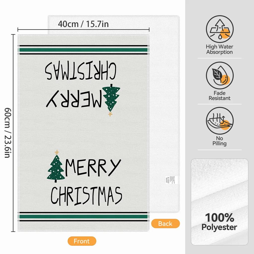 2pcs/set Kitchen Towels Modern Christmas Green Christmas treeHand Towels Christmas Decorations for Home Noel Dish Towels Gifts