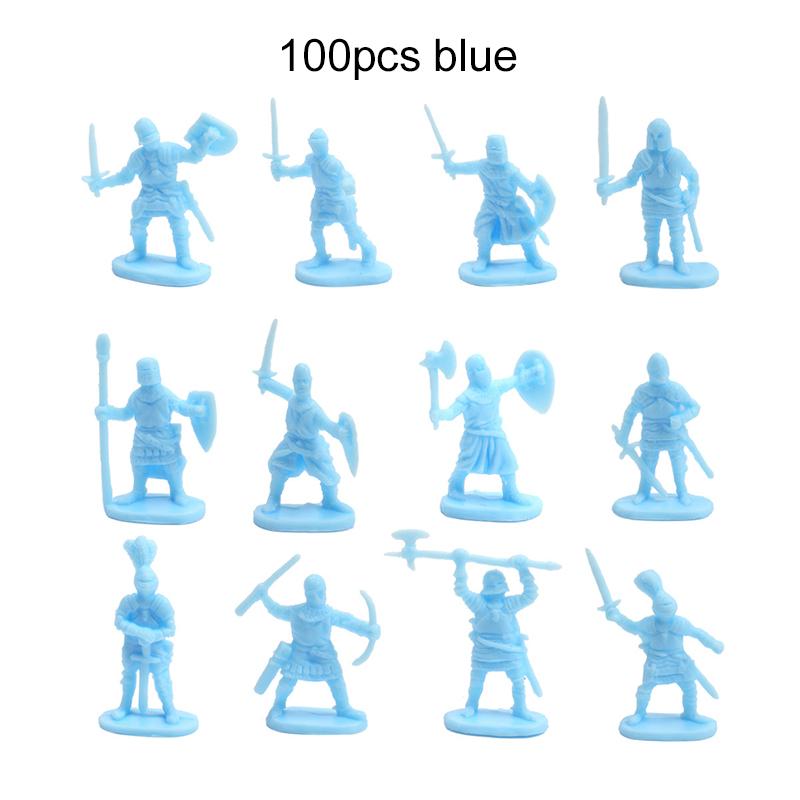 100 Stück/Set Antiker Soldat Miniatur Dekoratives Modell Party Treffen Dekoration Simulierter Schlachtfeld Mittelalter Ritter Stil TMZ