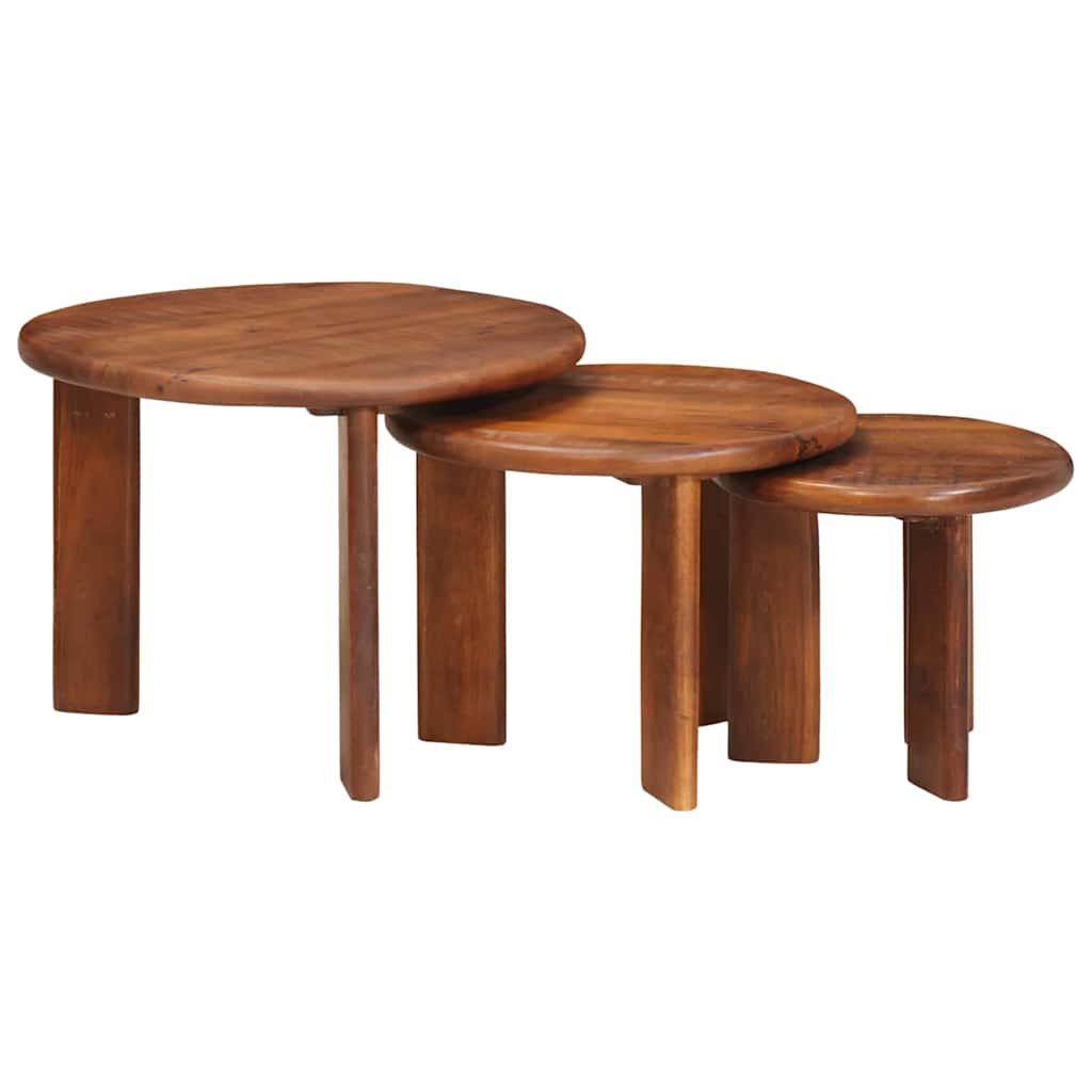 Nesting Coffee Tables Set 3 Pcs Honey Brown Solid Mango Wood