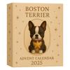Boston Terrier 24 Days Christmas Countdown Calendar with 2D Acrylic Dog Ornaments Advent Countdown Calendar Gift for Dog Lovers