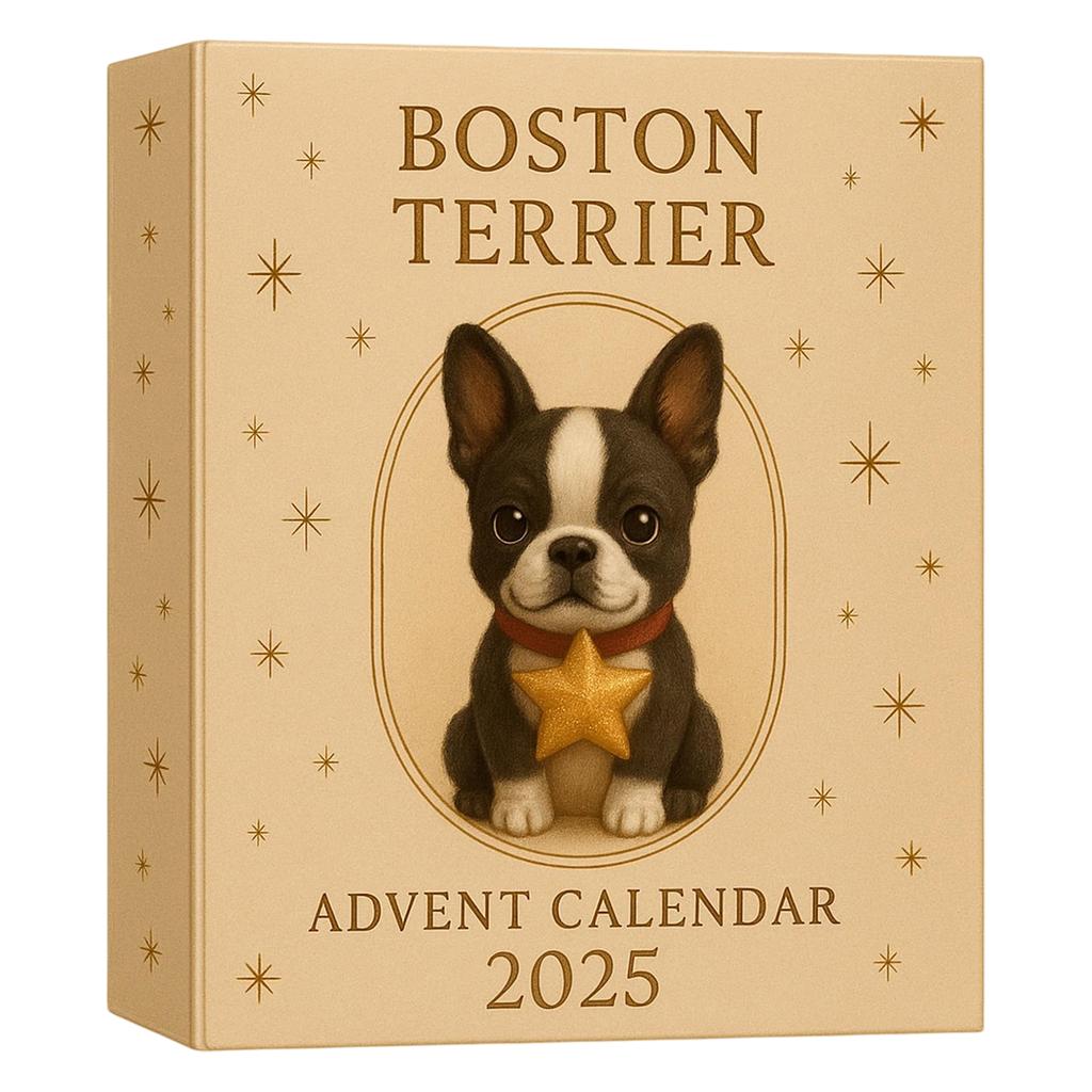 Boston Terrier Advent Calendar 2025 with 2D Acrylic Dog Ornaments 24 Days Christmas Countdown Calendar Gift for Dog Lovers
