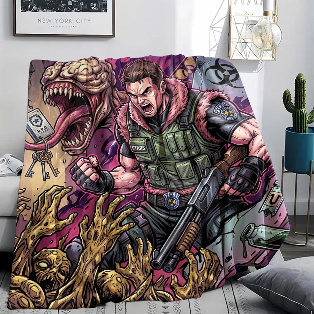 Resident Evil Print Flannel Blanket, Ultra Soft High Quality All Seasons Warm Throw, Home Decor Cozy Blanket, Perfect Christmas Gift