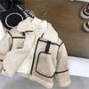 Children Fur Coat Winter Cool Baby Boy's Coat Motorcycle Clothes Plus Velvet Girl's Warm Outerwear