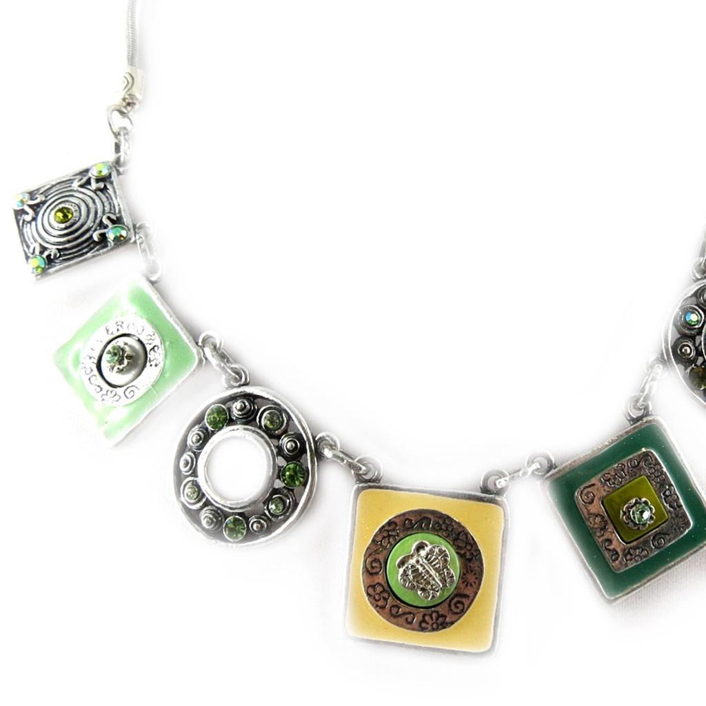 Les Trésors De Lily [E6687] - Designer Necklace 'Antique Butterflies' Green