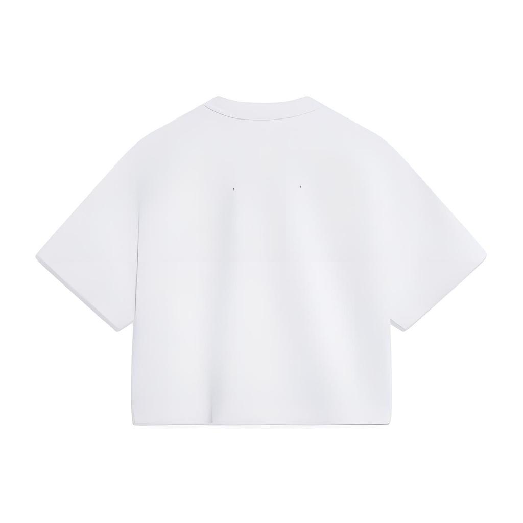 Li Ning Fitness Series Solid Color Loose Short Sleeve T-Shirt Women Tops White ATST582-1