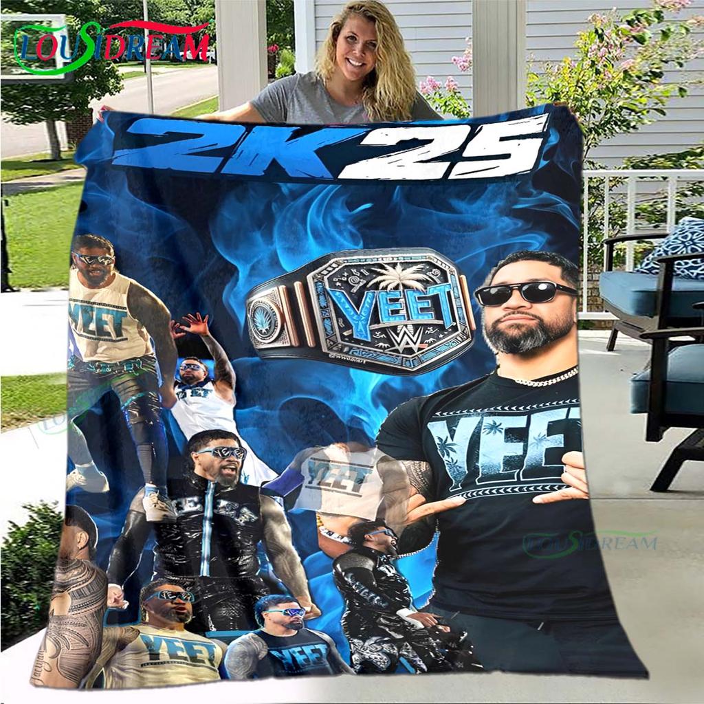 Fashion Wrestling Sport W-Wwe Print Blanket Flannel Thin Blanket Portable Home Travel Office Lunch Break Blanket Bath Towel Gift