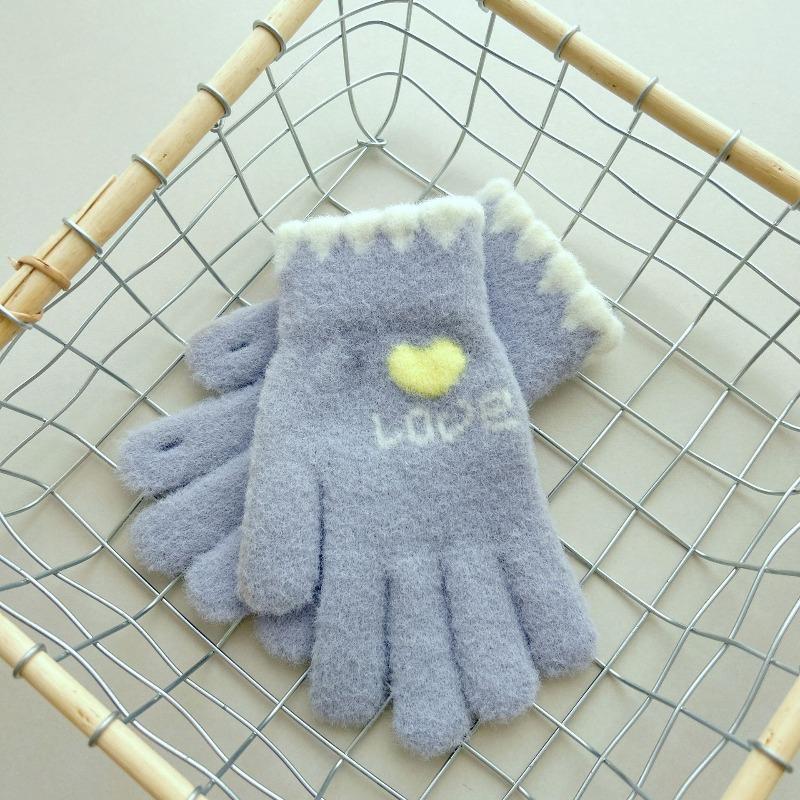 Gloves women's winter velvet thickened warm knitted women's riding cold-proof driving anti-freeze winter cotton gloves