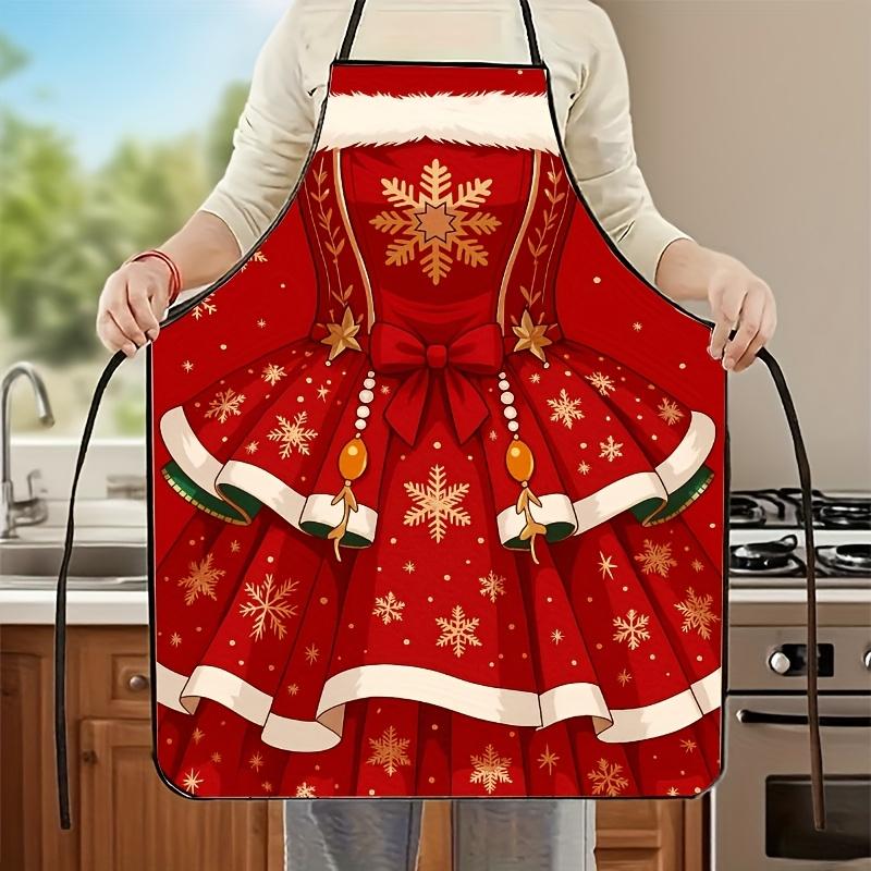 1pc, Christmas Snowflake-themed Apron with Reindeer Elements, a Practical Apron for Both Men and Women, Suitable for Kitchen Bak