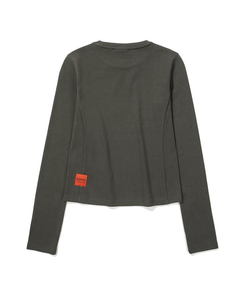 Syupeodeulai W Vintage Big Logo Crop Long Sleeve T-Shirt Dark Gray