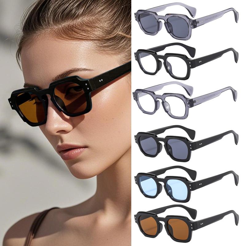 6pcs Pack Fashion Square Sunglasses Women Luxury Brand Sun Glasses Men Outdoor Driving Trendy Grey Glasses Shades Unisex