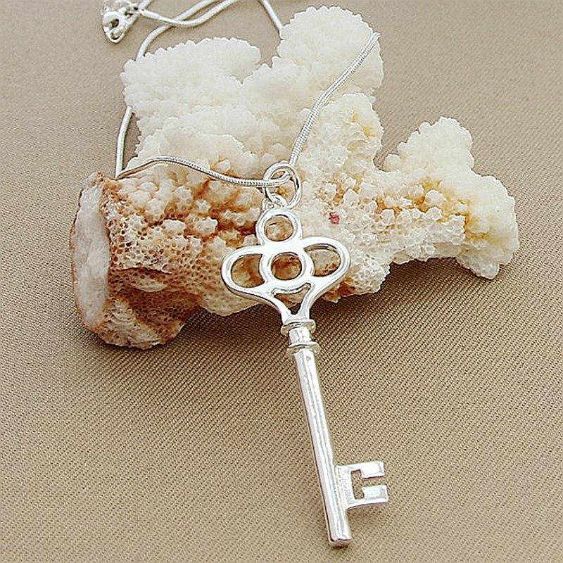 New Arrival  Sterling  Fashion Simple Key Pendant Necklaces Charm Jewelry Necklace Women Men