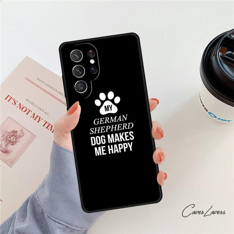 Cartoon German Shepherd Dog Phone Case For Samsung Galaxy S24 S25 S23 S22 Ultra Note 10 20 Plus S20 S21 FE Cover