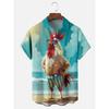 Camicia Corta Hawaiana da Uomo Stampa Pollo Cartone Animato Camicia Casual da Uomo Estate Quotidiano Street Fashion Camicia a Maniche Corte da Uomo
