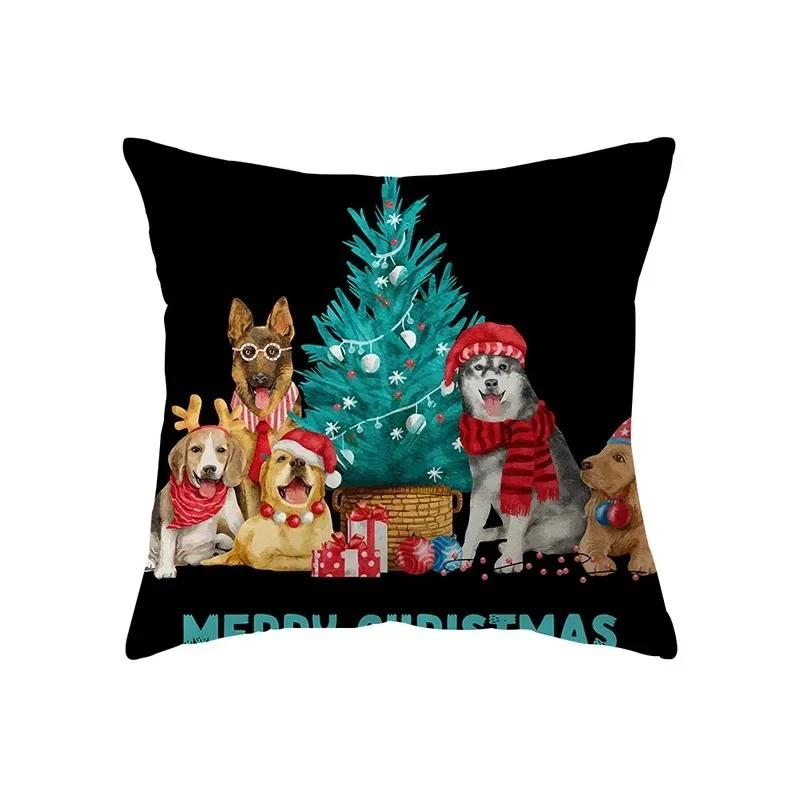 Federa Cuscino Stampata Babbo Natale Buon Natale Decorazione Casa Soggiorno Divano Cuscino Quadrato