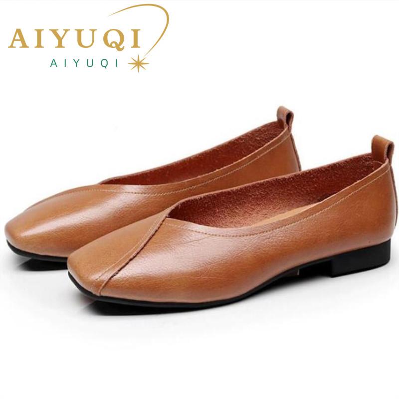 Fashion AIYUQI Flat Shoes  2025 New Autumn Genuine Leather Women Flat Shoes Onon-slip Plus Size 35-43 Women Casual Shoes