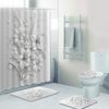 Elegant Bouquet Of Fantastic White Flowers 3D Style Shower Curtain Floral Bathroom Curtains With Bath Rugs Carpet Set Home Decor