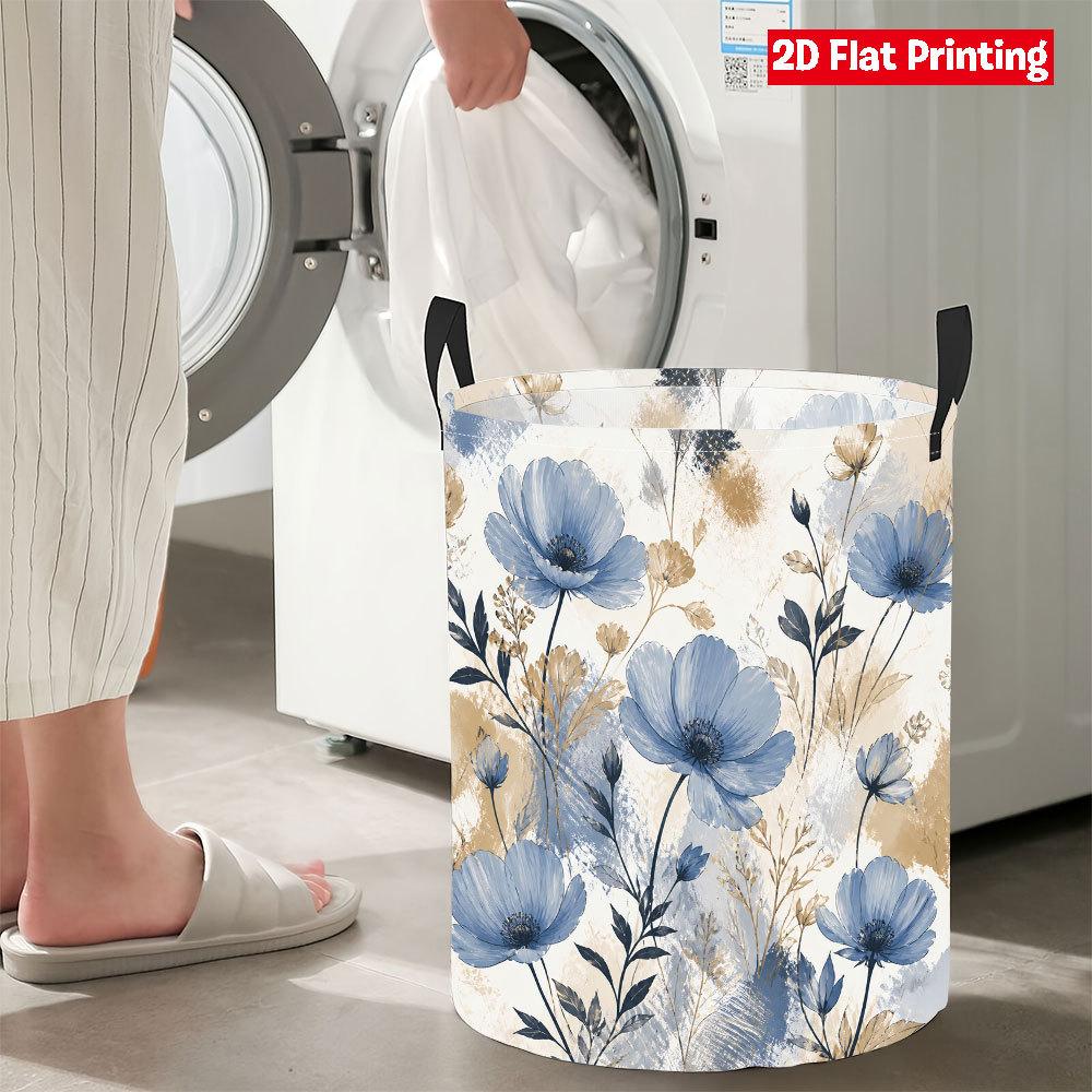 Collapsible Laundry Basket Large Round Waterproof Fabric Hamper Dirty Clothes Storage Bin Toy Organizer with Handles