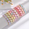 Trendy New Arrival Alloy Stretchable Colorful Glass Bracelet Elastic Cuff Geometric Bracelet Jewelry Gift for Women