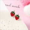 New S925 Silver Needle Cherry Mushroom Strawberry Apple Flower Red Stud Earrings Fashion Personality Earrings