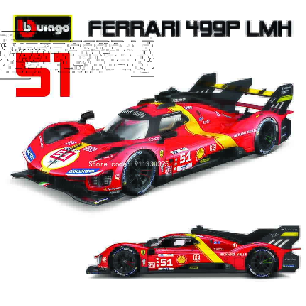 

Bburago 1:18 Ferrari 499P LMH 2023 Car Model Boy Big Toy Static Die Cast Vehicles Collectible Model Car Toys