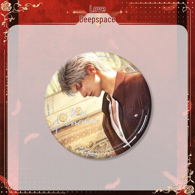 Love & Deepspace Qin Che Dark Point Acrylic Standee Keychain with Double Flash Badge Button