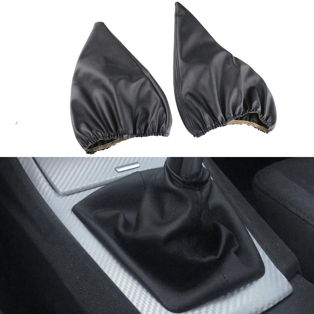 2Pcs Car Shift Shifter Dust Cover for BMW 3 Series E36 E46 M3 Handball Handbrake Shifter Head Black Leather Protective Covers