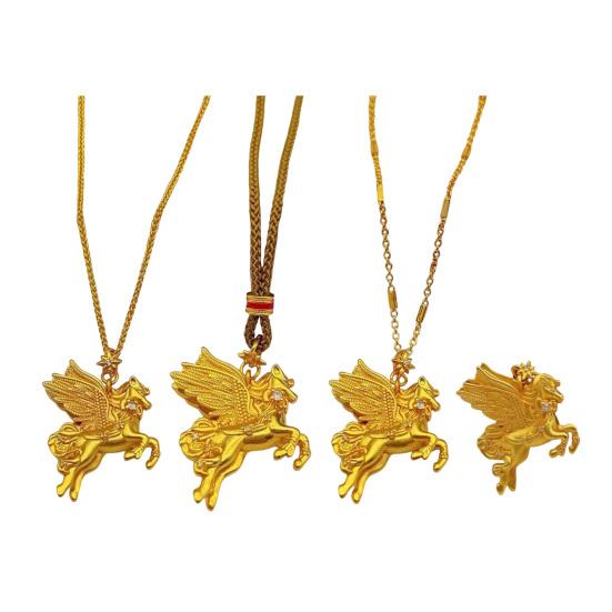 Nazar Pegasus Złoty Wisiorek Skrzydlaty Koń Symbol Mitologiczny Siły Wolności Latający Koń Biżuteria Prezent dla Kobiet Mężczyzn
