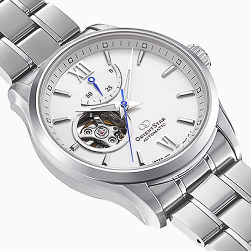 Orient Star RK-AT0004S Men's Automatic Watch, Semi-Skeleton, Mechanical, Made in Japan, with 2-Year Manufacturer's Warranty, Open Heart, White, Silver
