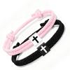 2er-Pack Einfache Schwarze Religiöse Armbänder mit Kreuz-Designs für den Täglichen Gebrauch Elegantes Christliches Glaubensaccessoire