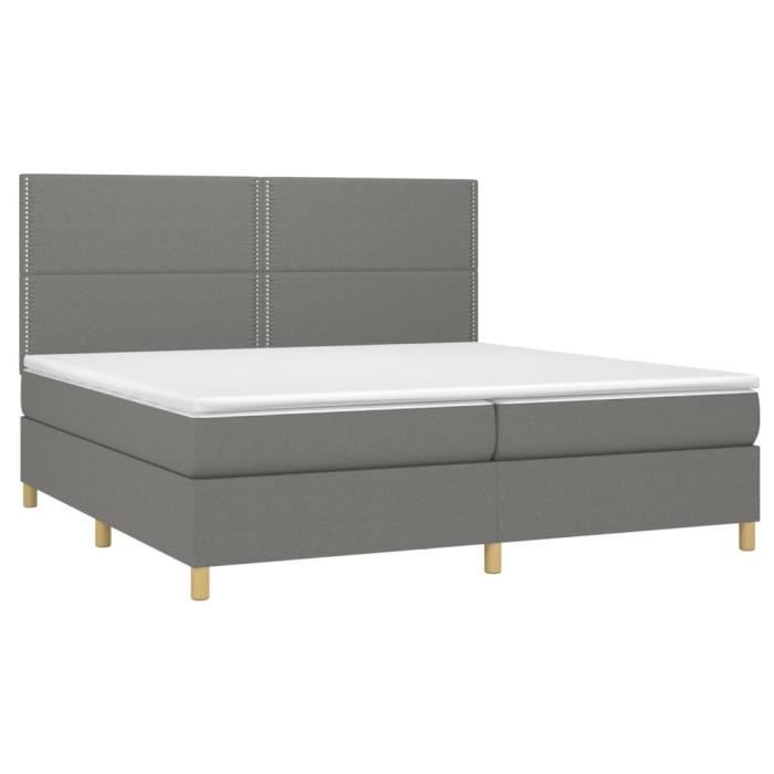 3142282 vidaXL Divan Bed with Mattress Dark Grey 200x200cm Fabric