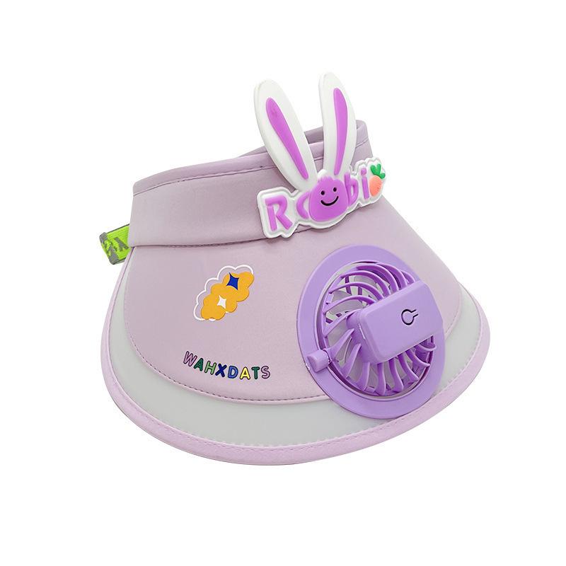 Children's Cartoon Sun Hat with USB Fan – Unisex Wide Brim Summer Protection