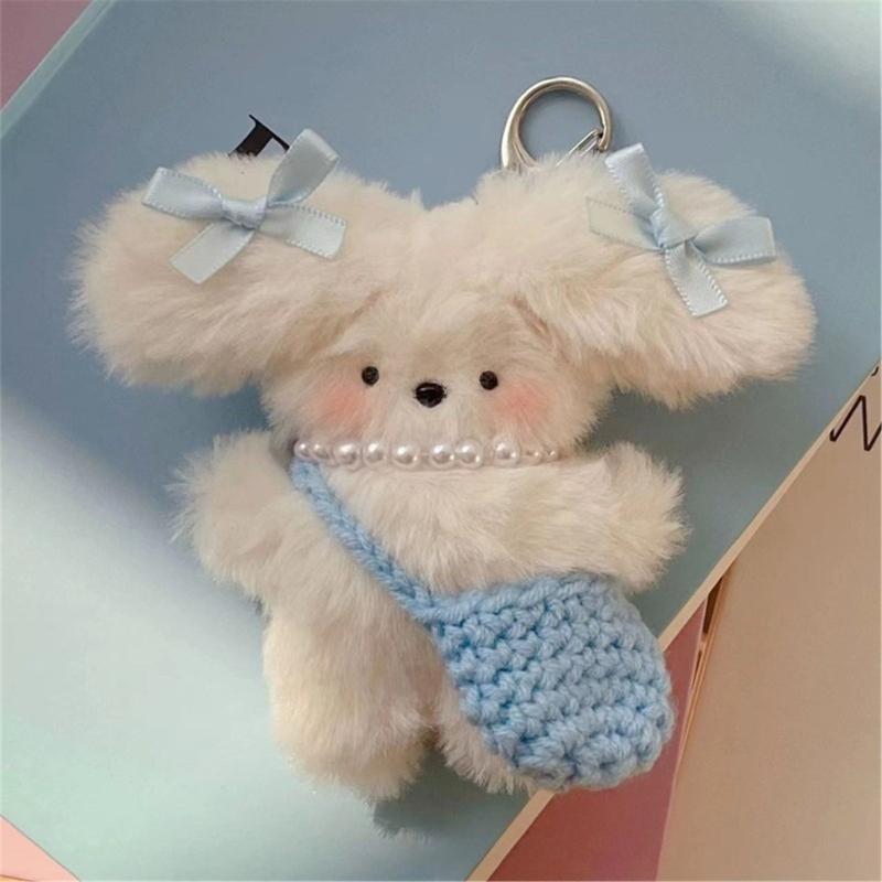 Cute Keychain with Decorative Bowknot Dog Pendant Fashionable Dog Keychain Bag Pendant Stylish Backpack Ornament