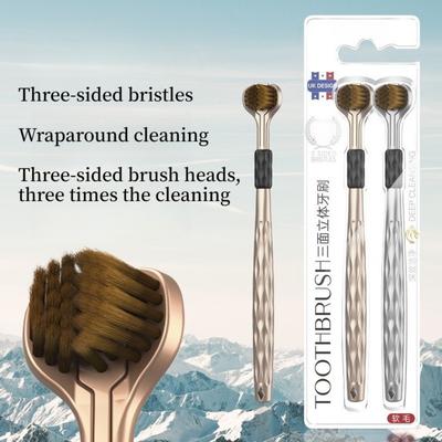 2PCS Face Toothbrush Wrapped New Soft Hair Adult Three-dimensional Family Three-head Household Manual Deep Cleaning