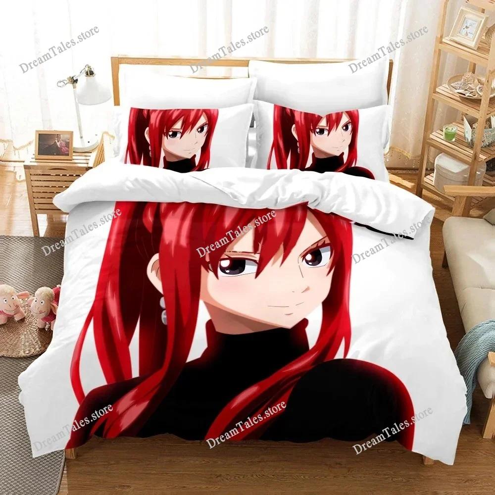 3D Printed Anime Fairy Tail Natsu Bedding Set Boys Girls Twin Queen Size Duvet Cover Pillowcase Bed Kids Adult Home Textile