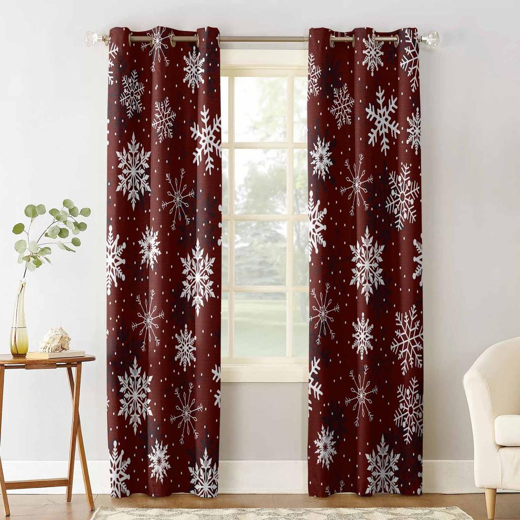 Cortinas Blackout de Natal de Inverno com Flocos de Neve Para Sala de Estar Quarto Tratamento de Janela Persianas Cortinas Cortinas de Cozinha