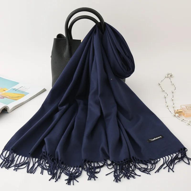 Autumn Winter Solid Imitation Cashmere Scarf for Men Women Tassel Intensification Warm Shawl Fashion Necklaces Wrap Long Scarves