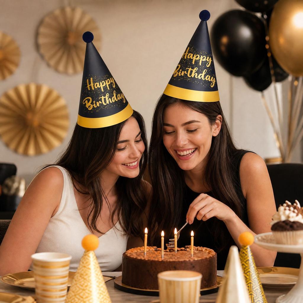 Birthday Party Hats with Pom Poms for Adults and Kids, Birthday Theme Party Decoration Supplies