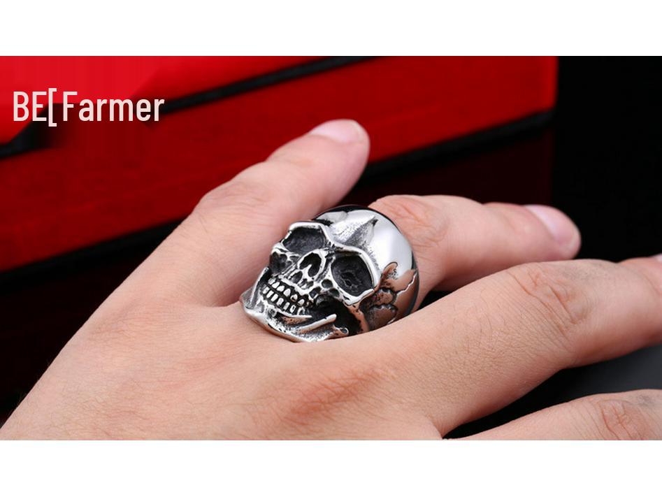 Retro Men's Titanium Skull Ring - Stainless Steel Punk Jewelry
